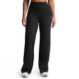 lot 4279 image: Aoxjox Womens Velura Straight Leg Yoga Pants, Buttery Soft PlushFlex�� Mid-Waist Wide-Leg for Workout & Casual Leggings 31.5 (Black, Small)