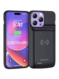 lot 4285 image: NEWDERY Battery Case for iPhone 14 Pro Max,14 Plus 10000mAh,Qi Wireless Charging,Wired Headset,Sync-Data Supported, Rechargeable Charger Cover for iPhone 141312 Pro Max14 Plus Black