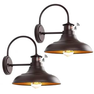 lot 5715 image: Oil Rubbed Bronze Motion Sensor Outdoor Barn Lights - Dusk to Dawn Farmhouse Gooseneck Barn Light, 12 Porch Light Fixture Wall Mount, Exterior Wall Lighting Fixture for Garage Patio Doorway, 2 Pack