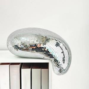 lot 5716 image: Melted Disco Ball Decor �� Handmade 11�� Mirror Tile Dripping Centerpiece, Funky Aesthetic Room Ornament for Shelf, Table, Party, or Unique Retro Home Gift (Silver)
