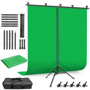 lot 5717 image: HEMMOTOP Green Screen Backdrop Kit, 8x6.8ft Wider Green Screen with Stand, Portable Chromakey Greenscreen Background with Stand, Spring Clamps, Carrying Case for Zoom, Streaming, Video