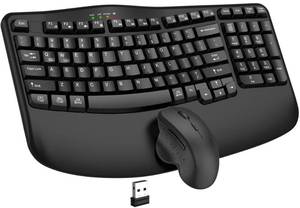 lot 5721 image: Wireless Keyboard and Mouse Combo, 2.4G Wave Keys Ergonomic Keyboard with Wrist Rest and 3 Level DPI Advanced Wireless Ergonomic Mouse, Natural Typing for Windows, Mac OS Desktop