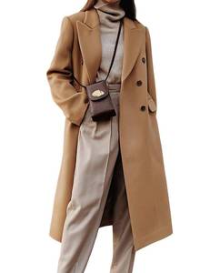 lot 5733 image: IDEALSANXUN Fall Jackets for Women 2026 Winter Long Wool Jackets Double Breasted Winter Clothing Chocolate Brown Fall Clothes Dress Jacket, Camel, size S