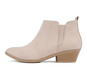 lot 5741 image: Soda ��CHARMER��  Women Pointed Toe Elastic Gore Low Heel Ankle Bootie with Zipper Closure (Blush Nubuck, 8)