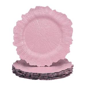 lot 6147 image: uxcell 10pcs Reef Charger Plates Bulk, 13 Inch Plastic Floral Charger Plates, Round Plate Chargers for Dinner Wedding Party Event Table Setting Decoration Pink