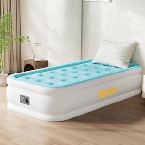 lot 6149 image: REACH HOPE Air Mattress Twin with Built in Pump, 18 Height Foldable Blow Up Air Bed, Comfort Self Inflatable Mattress Single Bed for Home, Travel, Camping & Guests (18 Twin, Blue)