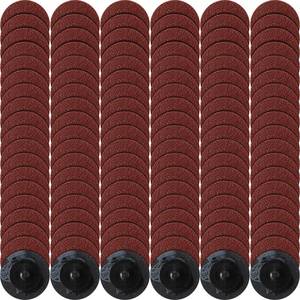 lot 6150 image: Newwiee 150 Pieces 2 Inch Sanding Discs 36 Grit Roll Lock Die Grinder Sanding Disc for Surface Prep Strip Grind Polish Finish Burr Rust Paint Removal Red