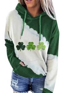 lot 6154 image: YMING Womens Loose St.Patricks Day Slouchy Sweatshirt Clover Leaf Hoodies Shamrock Hooded Shirt Clover 3XL