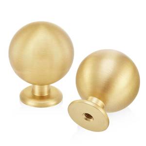 lot 6165 image: QOGRISUN 15-Pack Solid Brass Cabinet Knobs, Round Ball Gold Knobs for Dresser Drawer, 1.1-Inch Diameter, Sphere Cabinet Pulls, Brushed Brass Finish