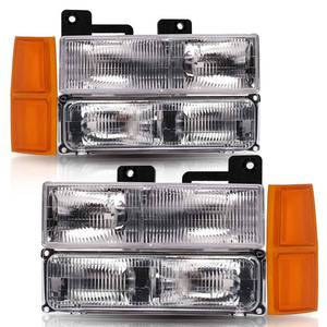 lot 6173 image: ISHARINGAUTOPARTS Headlights Assembly for 1994 1995 1996 1997 1998 Chevy Silverado Tahoe Suburban CK 1500 2500 3500 NOT For GMC Replacement Headlamp wBumper Lights
