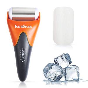 lot 6194 image: ESARORA Ice Roller for Face & Eye, Puffiness, Migraine, Pain Relief and Minor Injury, Skin Care Products - Black Orange (1 Plastic Roller & 1 Stainless Steel Roller)