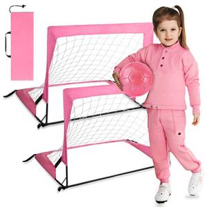 lot 6206 image: 2 Pcs Kids Soccer Goal Set Pink Size 2 Toddler Soccer Ball Indoor Soccer Goal Net Portable Small Soccer Goals Mini Soccer Ball for Kids Age 3-8 Backyard Girls Boys Gifts 24 x 16