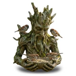 lot 6213 image: Tree Face Bird Feeders for Outdoors, Resin Hanging Tree Bird Feeder with Hidden Keyhole, Trees-Integrated Bird Feeding Sculpture Outdoor Decor for Patio, Garden, Yard