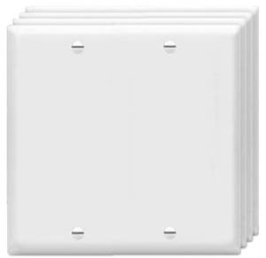 lot 6214 image: ZEFTV Blank Wall Plates 2-Gang blank Switch Outlet Electrical Cover Plate Unbreakable Thermoplastic Faceplate for Light Receptacle Outlet Switch, White (4 Pack)