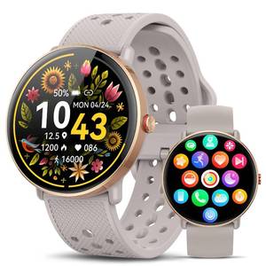 lot 6219 image: TitanSync Smart Watch for Women Men, for Android iOS with Sleep & Calorie Monitor, Pedometer Fitness Tracker, Bluetooth Call, IP68 Waterproof, 112 Sport Modes Round Face Smartwatch (Gold-Pink)