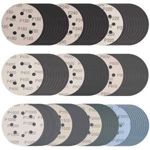 lot 6220 image: 100 Pcs 5 Inch Sanding Discs Hook & Loop 8 Holes Wet Dry Sandpaper 180 240 320 400 600 800 1000 1500 2000 3000 Assortment Grits Silicon Carbide Orbital Sander Sand Paper for Wood Automotive Metal