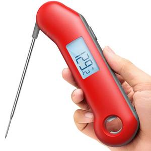 lot 6225 image: ThermoMaven ProfessionaI Meat Thermometer Digital, 3X Faster 0.5 Sec Instant Read, NIST Certified Accuracy �0.5°F, 100% Waterproof Probe, Auto-Rotate Bright Indicator, for CandyGrillBBQ, Red & Gray