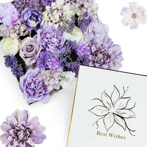 lot 6229 image: Purple Silk Flowers, Artificial Flower Combo Box Set with Stems for Bridal Wedding Bouquets, Table Centerpieces Decor, Floral Arrangement Home Decor