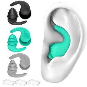 lot 6238 image: Swimming Ear Plugs for Adults,3 Pairs Waterproof Reusable Silicone Swim Earplugs for Swimming Surfing Snorkeling Showering and Water Pool,Beach,Ocean (Adults & Teens 14)