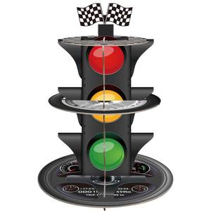lot 6247 image: A3-Tier Race Car Theme Cupcake Stand Racing Birthday Party Decoration Round Cardboard Cupcake Stand for Cars Birthday Decorations Race Car Party Supplies