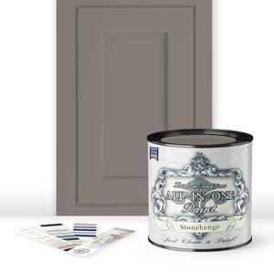 lot 6256 image: ALL-IN-ONE Paint by Heirloom Traditions, Stonehenge (Mid-tone Neutral Taupe), Quart - Durable cabinet and furniture paint. Built in primer and top coat, no sanding needed. Includes our 30 featured