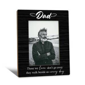lot 6266 image: Beliran Dad Memorial Gifts Picture Frame 5x7, In Loving Memory Photo Frame, Memorial Gifts for Loss of Dad, They Walk Beside us Every Day Sympathy Wooden Picture Photo Frames for Desk Home Room Decor