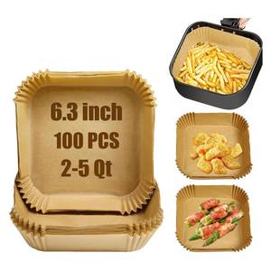 lot 6300 image: Mini Air Fryer Liners Disposable for Most 2-5 Qt Small Air Fryer, 100Pcs Small Parchment Paper for Baking Square Airfryer Paper Liners for 2-5 Qt