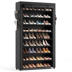 lot 6311 image: LANTEFUL Shoe Rack with Covers - 10 Tiers Tall Shoe Rack Organizer Large Capacity Shoe Shelf Storage 40 Pairs Space Saving Vertical Shoe Storage Organizer for Closet, Entryway, Dorm, Bedroom