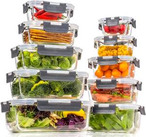 lot 6314 image: coccot Glass Food Storage Containers with Lids Airtight, Glass Meal Prep Containers for Lunch Food, Container Set, Easy to Open& CloseMicrowave,Oven,Freezer,Dishwasher SafeLeak-Proof��20 Pieces��