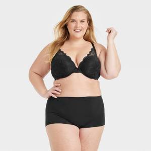 lot 6327 image: Womens Seamless Boy Shorts Underwear - Auden�� Black 3X Lightweight Nylon Spandex, Mid Rise, Plus Size, Machine Washable