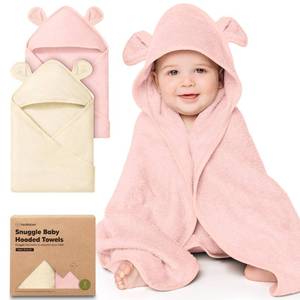 lot 6344 image: KeaBabies 2-Pack Hooded Baby Towels for Newborn - 30x30 Soft & Absorbent Viscose From Bamboo Baby Bath Towels with Hood for Infant, Toddler,Kids,Boys Girls,Newborn Bath Essentials (Rose Ivory, Petite)