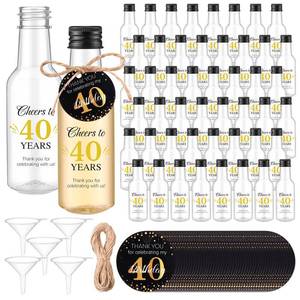 lot 6347 image: Funnymoom 50 Sets 40th Birthday Party Favors for Guests Include 1.7 oz Mini Liquor Bottles and Thank You Cards Cheers to 40 Years Alcohol Shot Bottles with 5 Funnel for Birthday Anniversary Favors