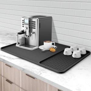 lot 6356 image: Silicone Coffee Mat, 24x16 Bar Mat with Detachable Dish Drying Mat - Fits Under Coffee Maker & Dish Rack