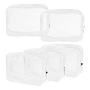 lot 6358 image: Wobe 5 Packs Clear Cosmetics Bag TSA Approved, PVC Zippered Toiletry Carry Pouch Portable Makeup Bag for Vacation Travel, Bathroom and Organizing Waterproof Makeup Vinyl Case (Large, White)