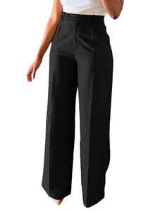 lot 6370 image: Lucuna Womens Wide Leg Dress Pants High Waisted Straight Leg Slacks Business Office Work Pants Trousers Black size XXXL