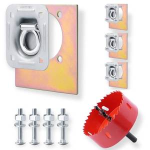 lot 9855 image: SPARKWHIZ Recessed D-Ring Tie Down Anchor Kit, 4 Pack Trailer D Ring Tie Down Anchor Heavy Duty with Hole Saw Drill for Trailer Cargo Truck Flatbed Pickup (6,000 lb. Capacity)
