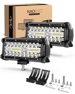 lot 9859 image: NAOEVO 7 Inch LED Light Bar, 240W 24,000LM LED PodsOff RoadFogDriving Lights with Spot Flood Combo for Truck Boat UTV ATV, 2-Pack (White)