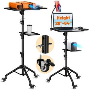 lot 9863 image: CAHAYA Projector Tripod Stand with Casters Projector Stand 28-54in Height Adjustable Multifunctional Universal Laptop Stand DJ Rack Stand with Adjustable Height for Meeting Room DJ Equipment