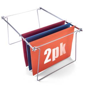 lot 9865 image: Officemate Hanging File Frame, Letter Size, Adjustable 14 to 18-Inches, 2 Count (Pack of 1),Silver, 91990