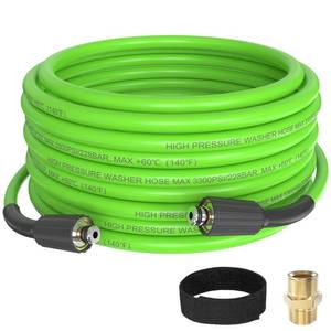 lot 9868 image: MECHURA Pressure Washer Hose 50 FT, 14 PVC Green Power Washer Hose, 3300 PSI Kink Resistant Pressure Water Hose, M22-14mm Extension Hose Replacement for Home Use