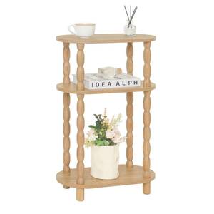 lot 9869 image: MaxSmeo Narrow Side Table, Small End Table with 3-Tier Open Shelf, Slim Bedside Table Nightstand for Small Spaces, Bedroom, Living Room (Rustic Walnut)