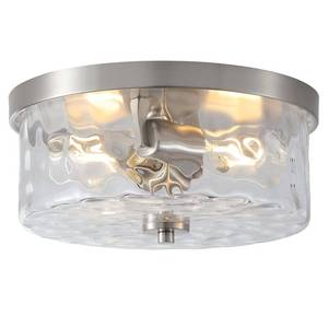 lot 9886 image: Litaddscen Hammered Glass Brushed Nickel Flush Mount Ceiling Light,2-Lights Modern Farmhouse Ceiling Lighting Fixture for Kitchen Hallway Bedroom,Indoor Antique Foyer Light