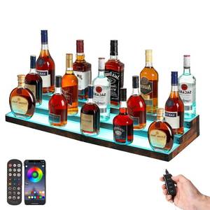 lot 11565 image: DAUSROOB 2-Pack 16 LED Lighted Liquor Bottle Display Shelf, 3-Tier Bar Shelves Total 30 Inch, Liquor Shelf for Home Bar with RF & App Control, 7 Colors Music Sync & Timing Bottle Stand (Only Shelves No Cable Or Remote)