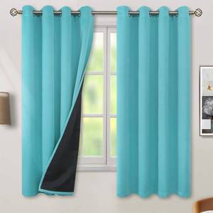 lot 11583 image: BGment Thermal Insulated 100% Blackout Curtains for Bedroom with Black Liner, Double Layer Full Room Darkening Noise Reducing Grommet Curtain (52 x 63 Inch, Aqua, 2 Panels) (Used)