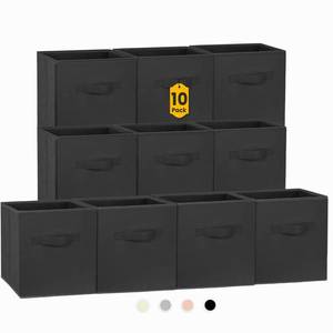 lot 11589 image: Criusia Storage Cubes, 11 Inch Clothes Storage Bins for Shelves Closet (10 Pack), Fabric Collapsible Storage Bins with Dual Handles, Cubby Storage Baskets Boxes, College Dorm Room Essentials (Black)USED
