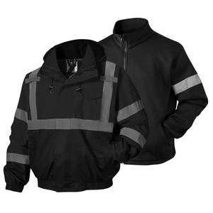 lot 11595 image: SKSAFETY 3-in-1 High Visibility Winter Bomber Jackets Zip Out Fleece Liner Reflective Safety Coats for men Waterproof ANSIISEA Class 3(Black 4XL)