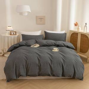 lot 11600 image: ECOCOTT Grey Duvet Cover King Size, 100% Washed Cotton 1 Duvet Cover with Zipper and 2 Pillowcases, Ultra Soft and Easy Care Breathable Cozy Simple Style Bedding Set (Dark Grey)