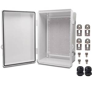lot 11612 image: YETLEBOX Outdoor Waterproof Electrical Box Junction Box Weatherproof IP67 ABS Plastic Enclosure Switch Router Project Box Electronics Enclosure with Mounting Plate Wall Bracket Grey 11.1x7.5x5.1
