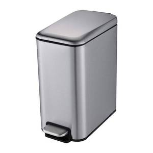 lot 11614 image: HILFA 5 Liter 1.3 Gallon Compact Stainless Steel Rectangular Step Trash can, Bathroom Trash can, Kitchen Trash can (Brushed)