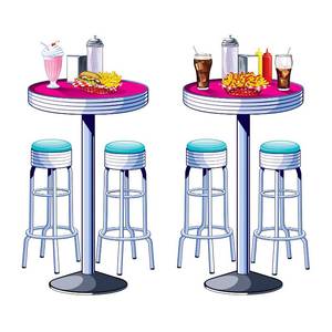 lot 12108 image: Soda Shop Tables & Stools Props Party Accessory (1 count) (2Pkg)